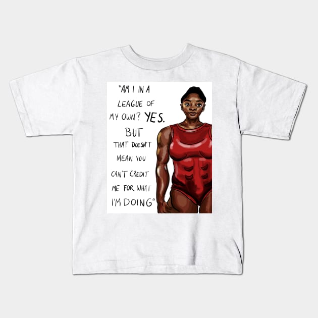 Simone Biles Kids T-Shirt by DinoCatDraws